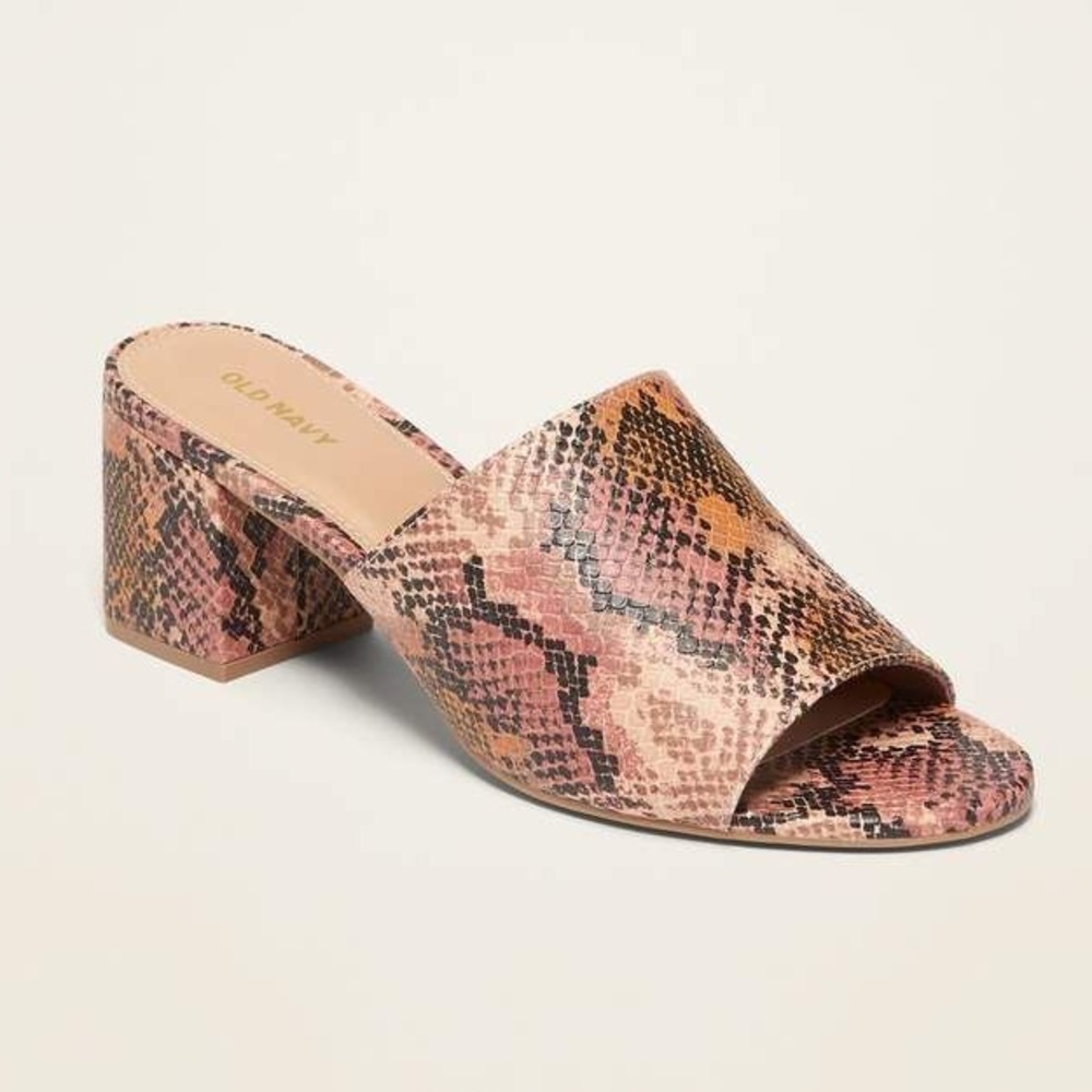 Old Navy's Faux Snakeskin Block Heel Mule sandal
